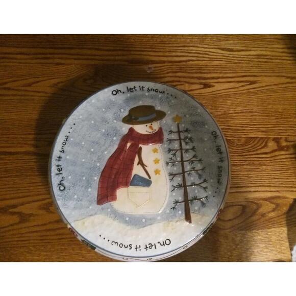 !it Other - Let it snow snowman Decorative Tray Make The Season Bright Cake Stand Dessert